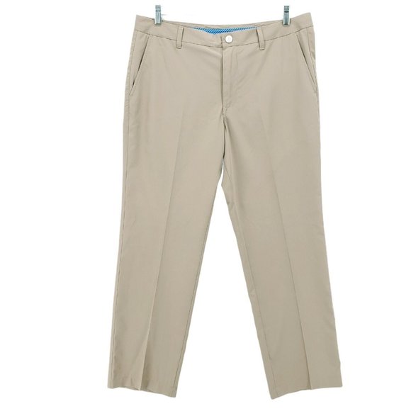BONOBOS Golf Mens Pants Tan Beige Khaki Straight Leg Size 35 - HEMMED 29 3/4" - Picture 1 of 11